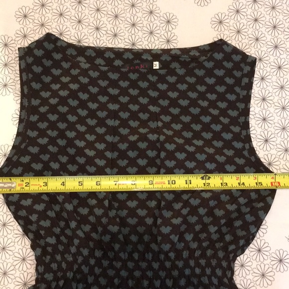 Tenki Brown and Blue Hearts Casual sleeveless Dress M - Picture 2 of 8